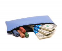 Light Blue Zipper Bank Bag, 5.5" X 10.5" | CUR-015