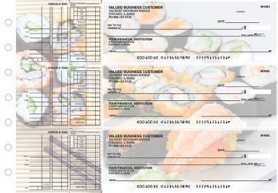 Japanese Cuisine Multi Purpose Designer Business Checks  | BU3-CDS06-DEP