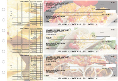 Mexican Cuisine Multi Purpose Designer Business Checks  | BU3-CDS07-DEP