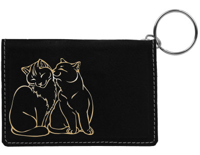 Purrfect Love Engraved Leather Keychain Wallet | KLE-00001
