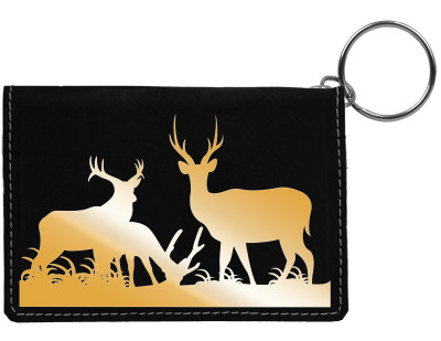 Grazing Buck Engraved Leather Keychain Wallet | KLE-00013