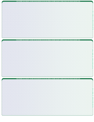 Blue Green Blank 3 Per Page Laser Checks | L3C-BLA-BG
