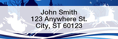 Santa`s Blue Christmas Rectangle Address Labels | LRXMS-16