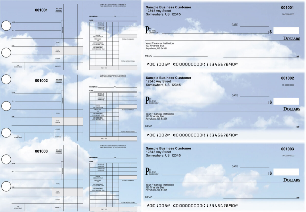 Clouds Disbursement Payroll Designer Business Checks | BU3-7CDS21-FSP