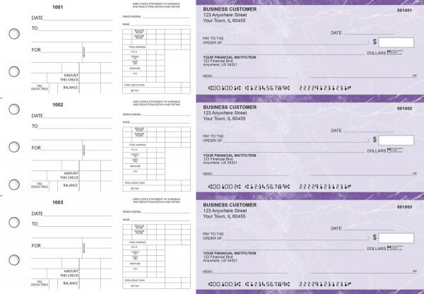 Purple Marble Dual Purpose Voucher Business Checks | BU3-7UMA01-DPV