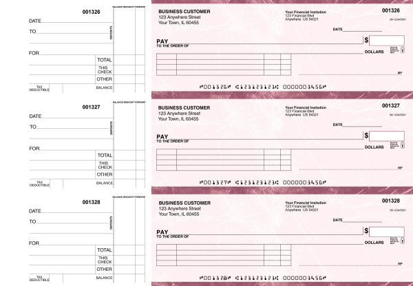 Burgundy Marble Itemized Payment Business Checks | BU3-BMA01-IPR