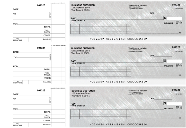 Brushed Metal Itemized Payment Business Checks | BU3-CDS23-IPR