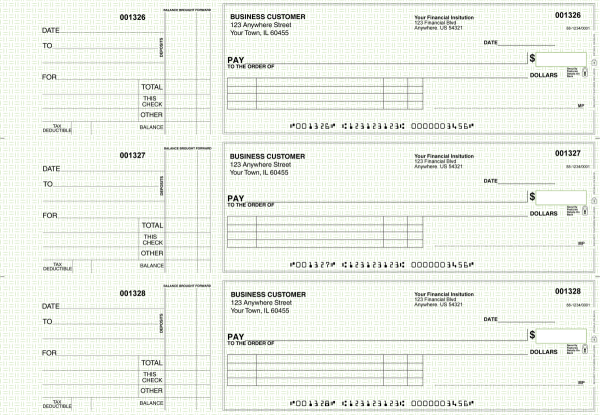 Green Knit Itemized Payment Business Checks | BU3-GRN02-IPR