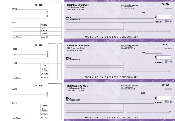 Purple Marble Itemized Payment Business Checks | BU3-UMA01-IPR