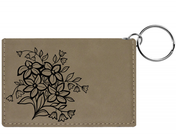 Spring Flowers Engraved Leather Keychain Wallet | KLE-00016