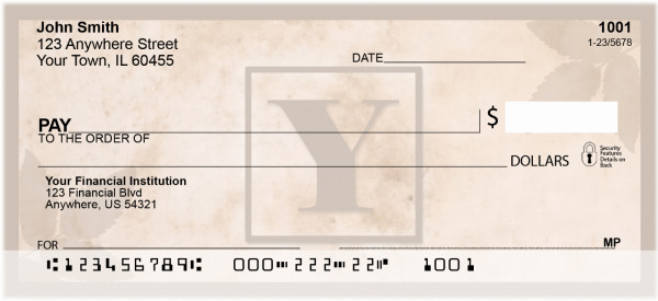 Simplistic Monogram 'Y' Personal Checks | MONO-01Y