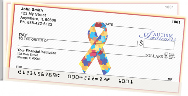 Autism Awareness Ribbon Side Tear Personal Checks | STRIB-07